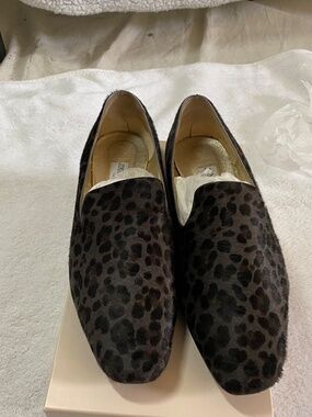 Jimmy Choo Grey Leopard Print Pony Hair loafers
